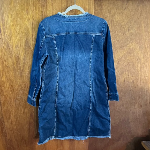 CALVIN KLEIN Jean Stretchy Long-Sleeve Dress Sz L - Picture 2 of 3